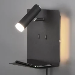 LED wandlamp Element met schap zwart mat