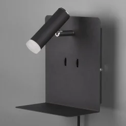 LED wandlamp Element met schap zwart mat