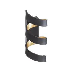 LED wandlamp Helix, zwart-goud, 26 cm