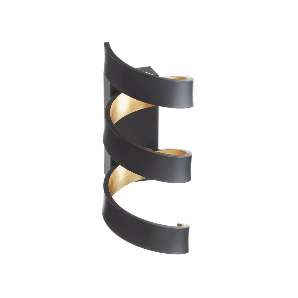 LED wandlamp Helix, zwart-goud, 26 cm