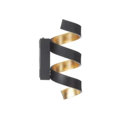 LED wandlamp Helix, zwart-goud, 26 cm