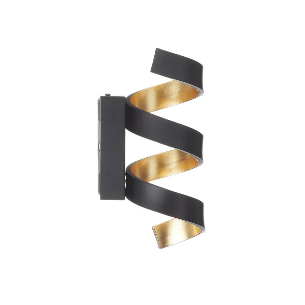 LED wandlamp Helix, zwart-goud, 26 cm