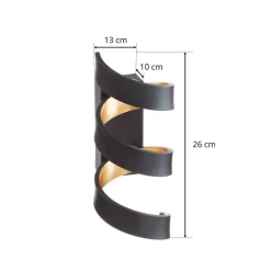 LED wandlamp Helix, zwart-goud, 26 cm