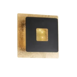 LED wandlamp Hennes, 18x18cm, bladgoud/zwart