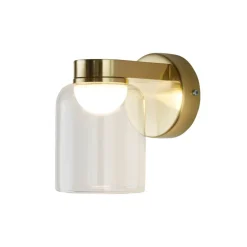 LED wandlamp Highball, messingkleurig, IP44, glas