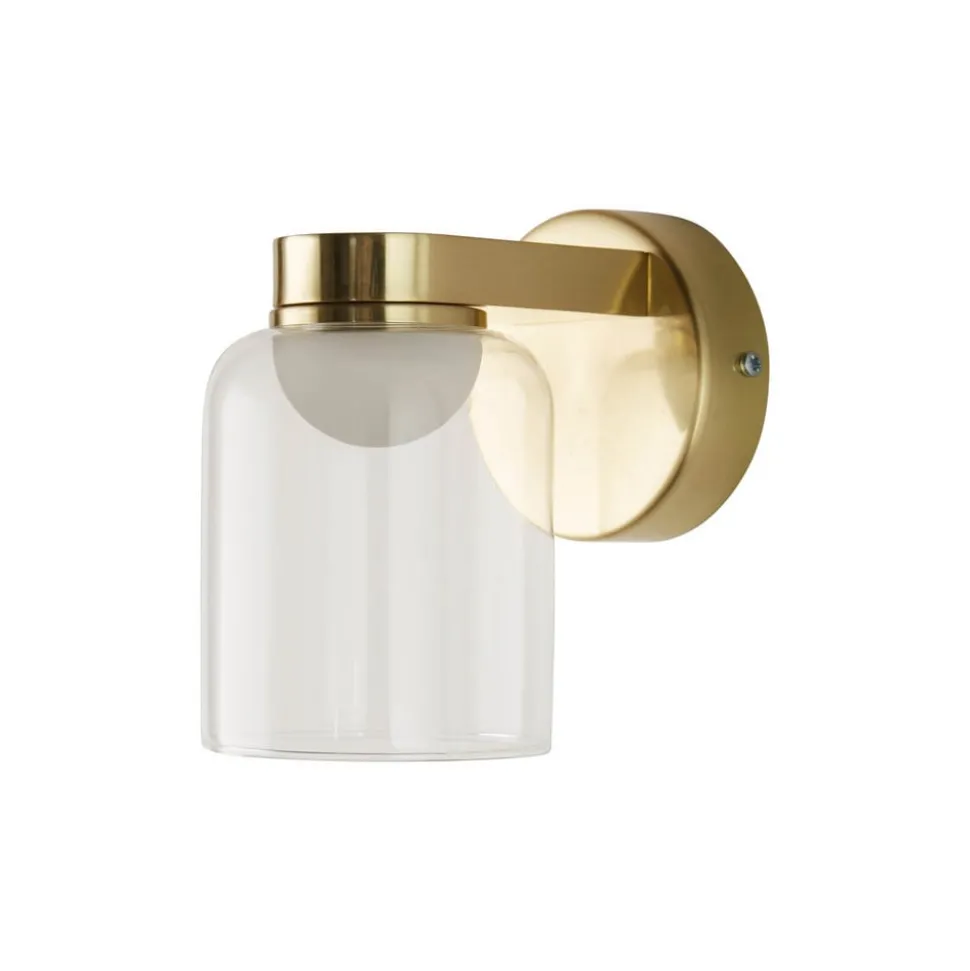 LED wandlamp Highball, messingkleurig, IP44, glas