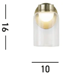 LED wandlamp Highball, messingkleurig, IP44, glas