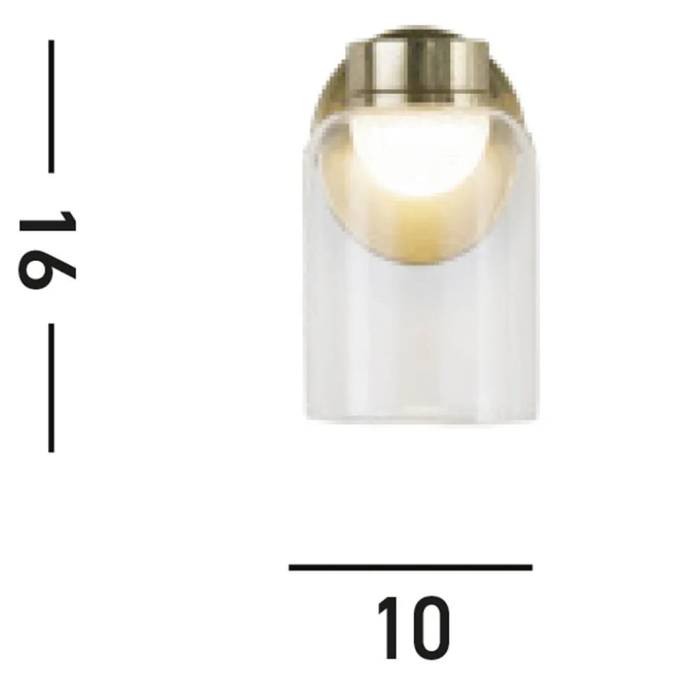 LED wandlamp Highball, messingkleurig, IP44, glas