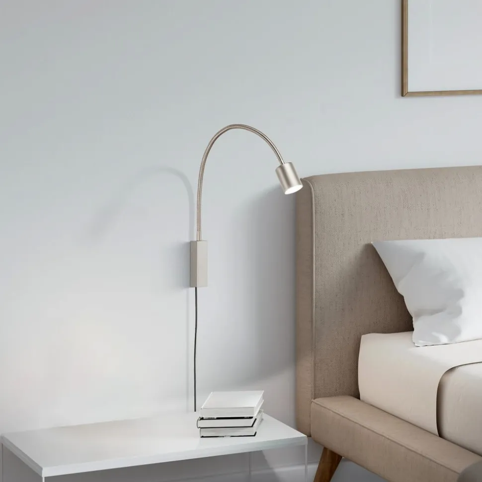 LED wandlamp Justi, nikkelkleurig, hoogte 52 cm, metaal