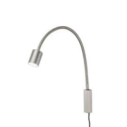 LED wandlamp Justi, nikkelkleurig, hoogte 52 cm, metaal
