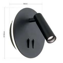 LED wandlamp Lenny met 2 lichtbronnen, zwart