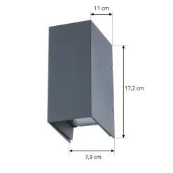 LED wandlamp Lucande Kimian, hoogte 17 cm, antraciet, IP54