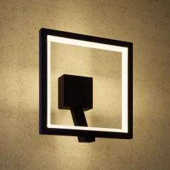 LED wandlamp Lucande Square, antraciet, metaal, IP65