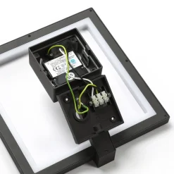 LED wandlamp Lucande Square, antraciet, metaal, IP65