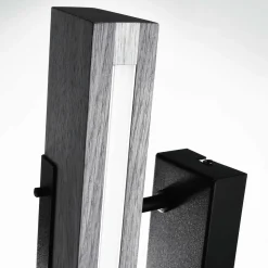 LED wandlamp Madera, onder stralend, eikenhout