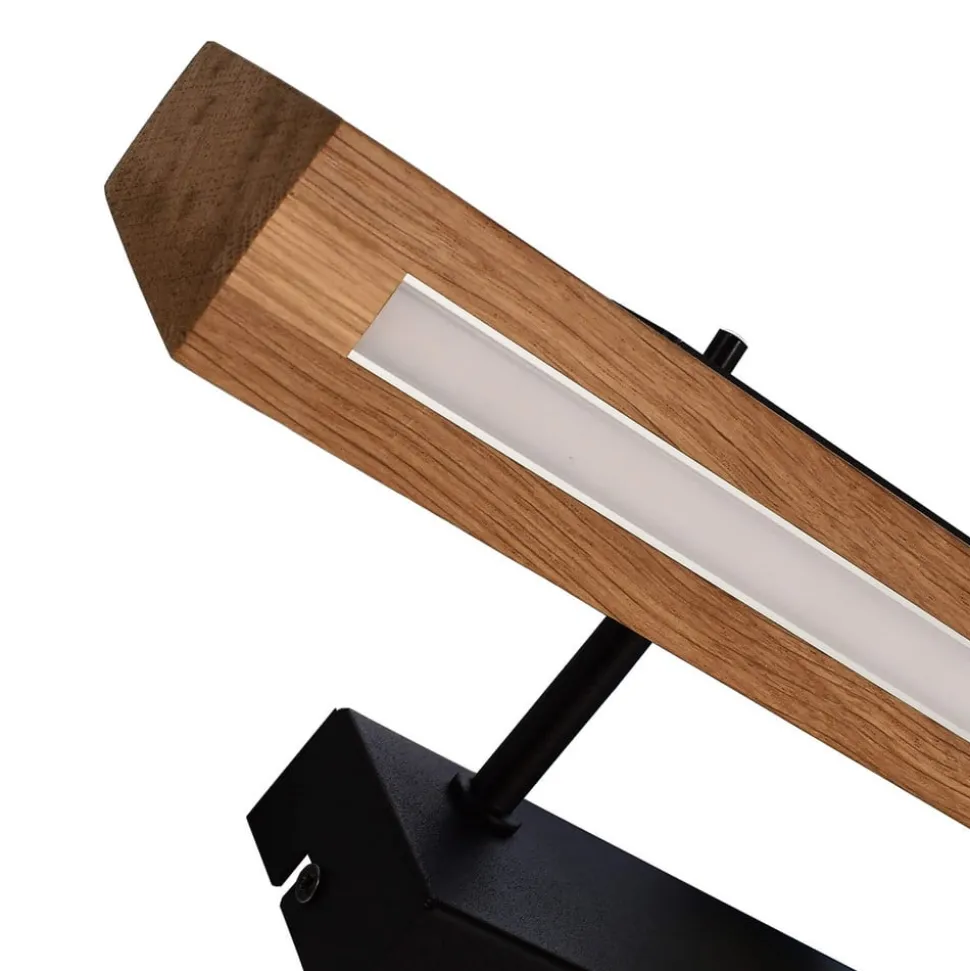 LED wandlamp Madera, onder stralend, eikenhout