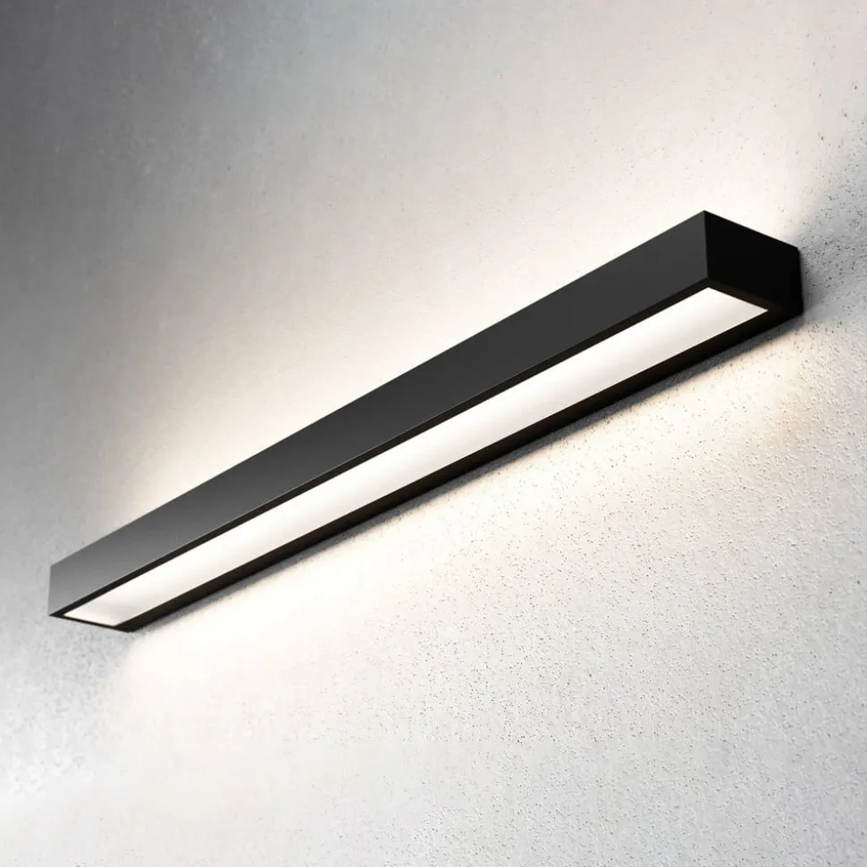 LED wandlamp Mera, breedte 80 cm, zwart, 3000K