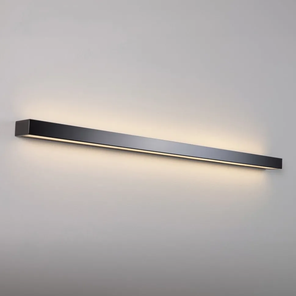 LED wandlamp Mera, breedte 120cm, zwart, 3000K