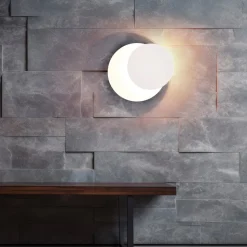 LED wandlamp Mio, ronde lens, mat wit, indirect