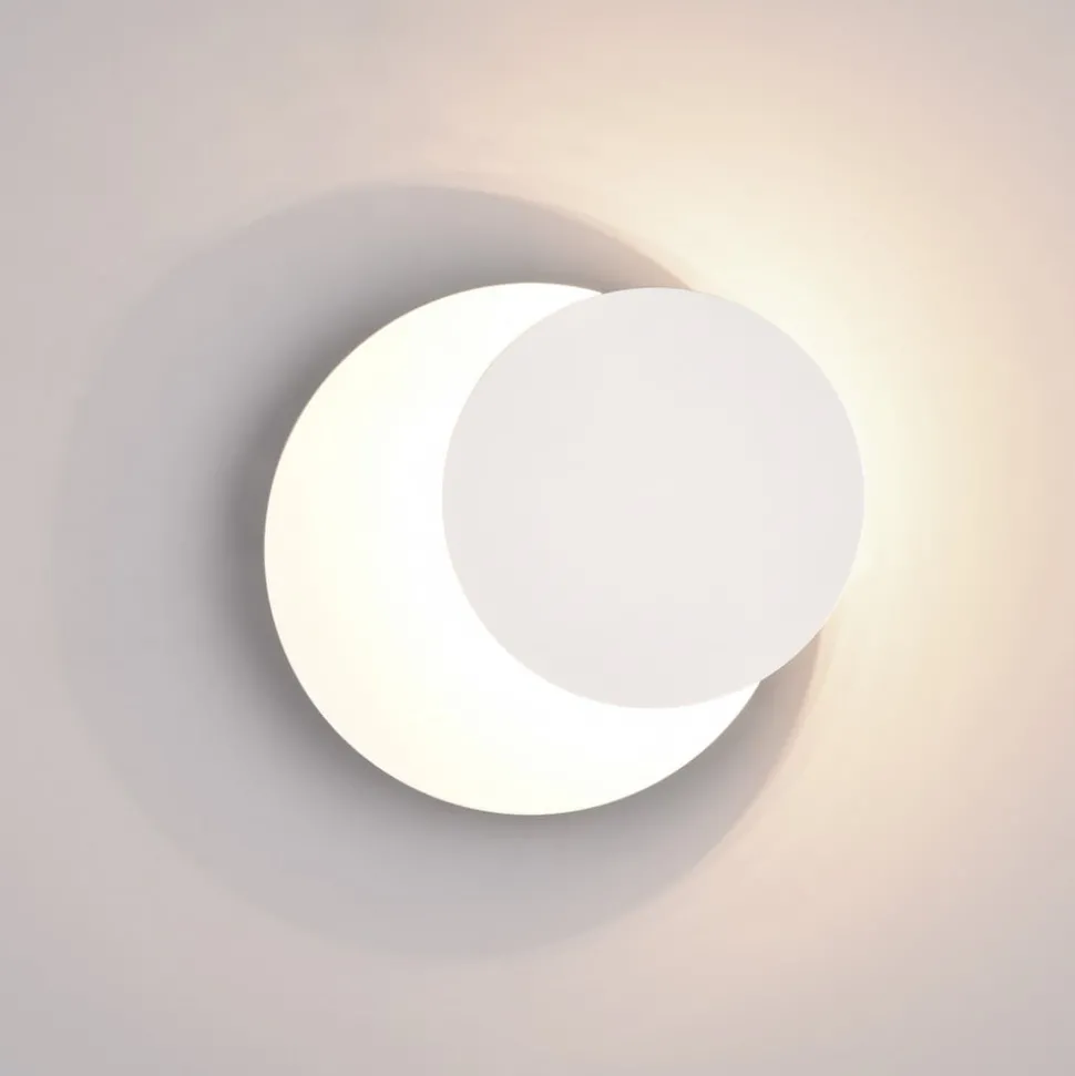 LED wandlamp Mio, ronde lens, mat wit, indirect