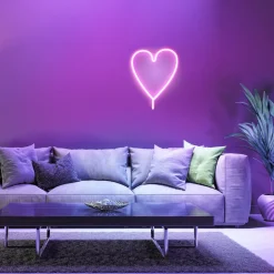 LED wandlamp Neon Hart, USB