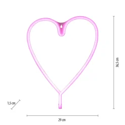 LED wandlamp Neon Hart, USB