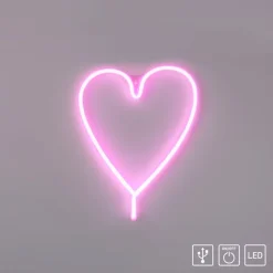 LED wandlamp Neon Hart, USB