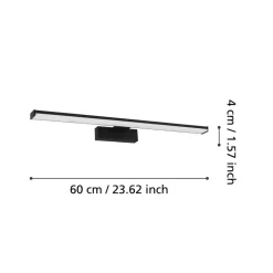 LED wandlamp Pandella 1, lengte 60 cm, zwart, aluminium