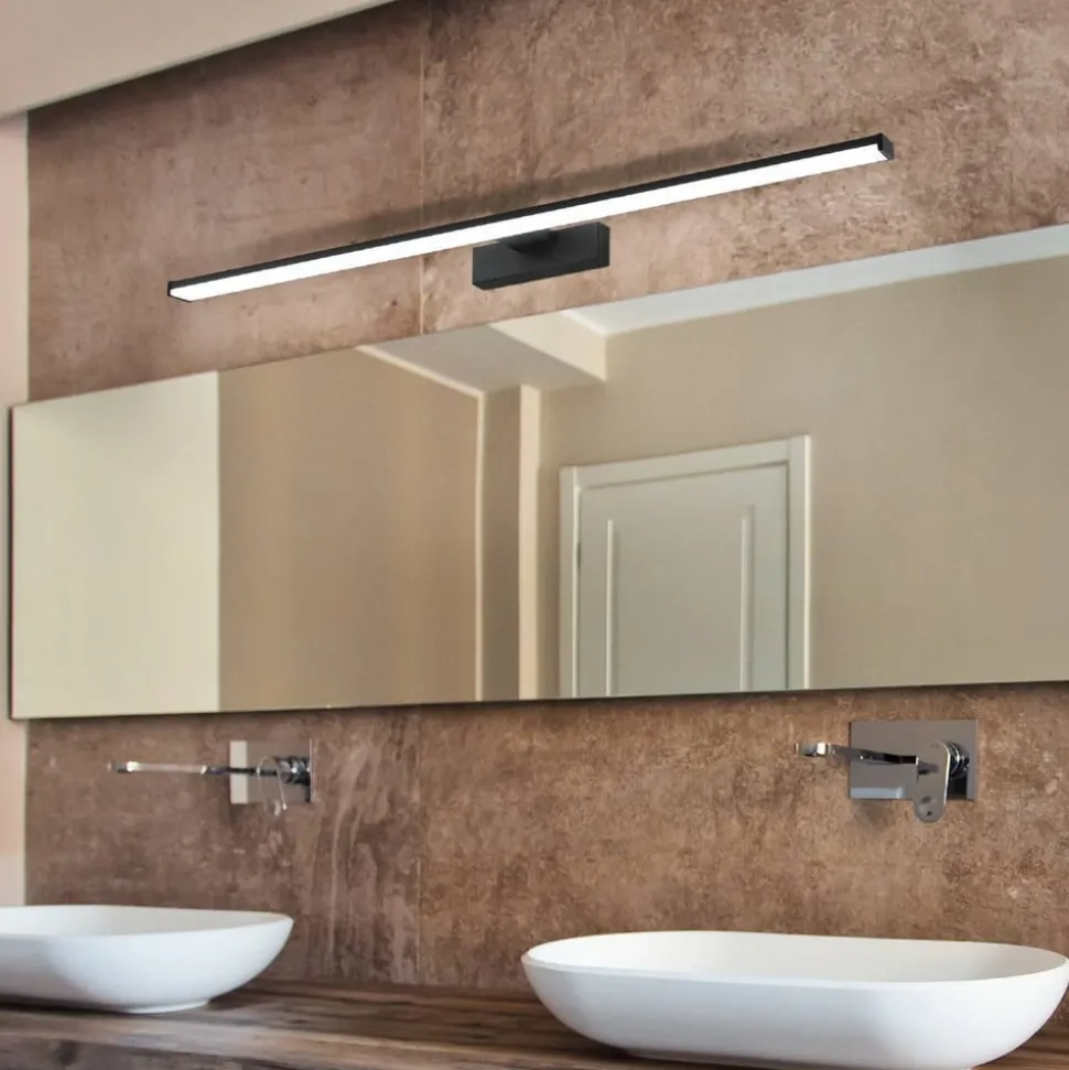 LED wandlamp Pandella 1, lengte 78 cm, zwart, aluminium