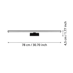 LED wandlamp Pandella 1, lengte 78 cm, zwart, aluminium