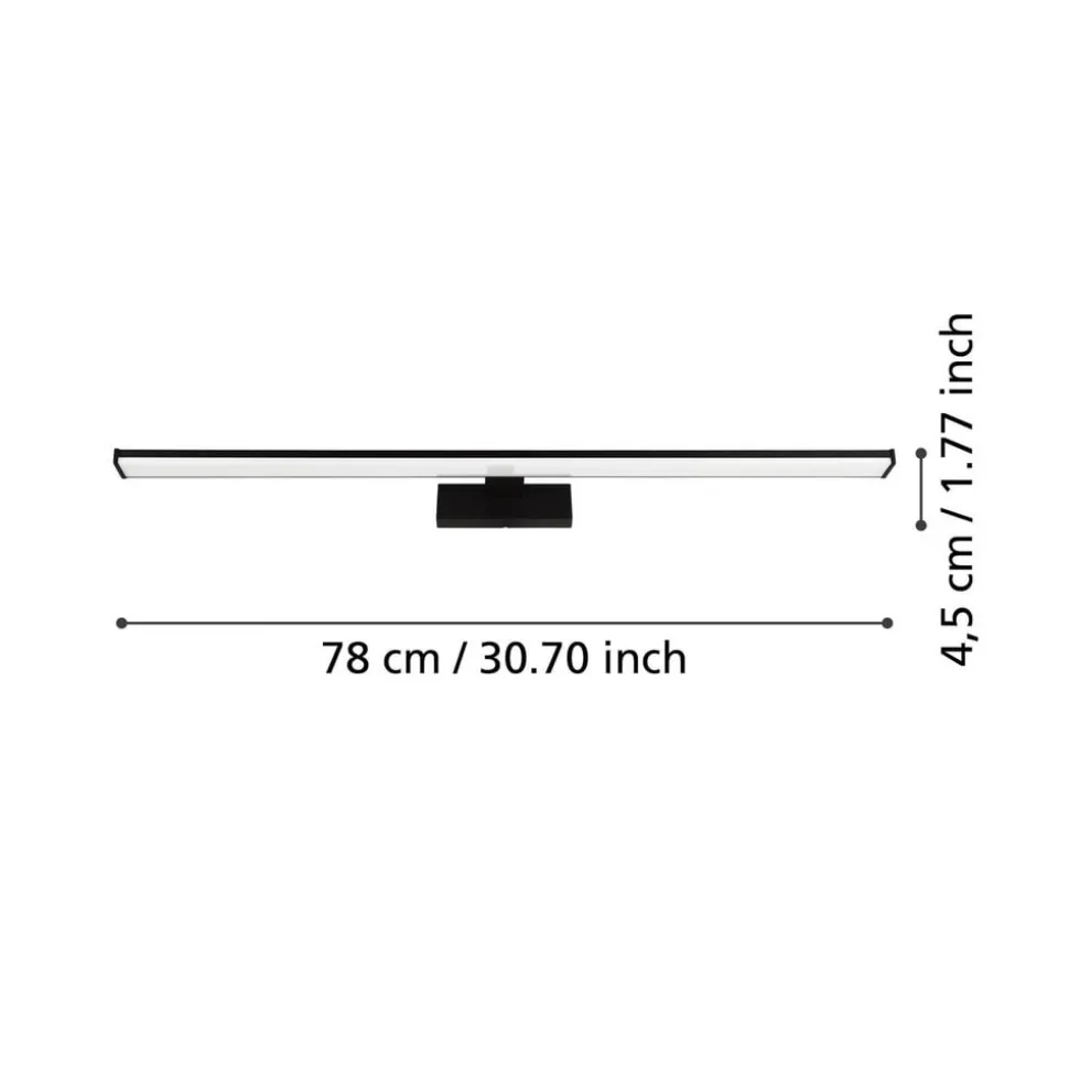 LED wandlamp Pandella 1, lengte 78 cm, zwart, aluminium