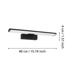 LED wandlamp Pandella 1, lengte 40 cm, zwart, aluminium