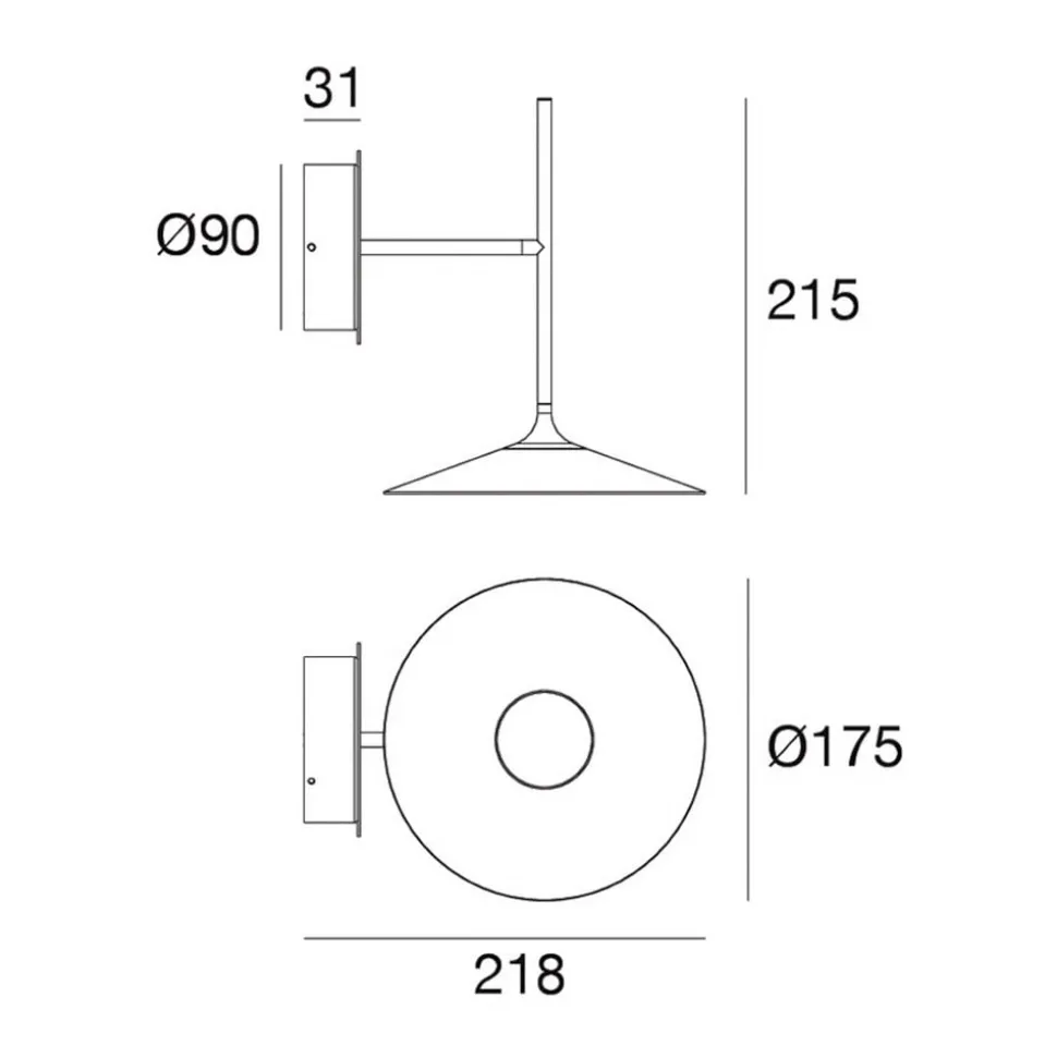 LED wandlamp Poe plus, zwart