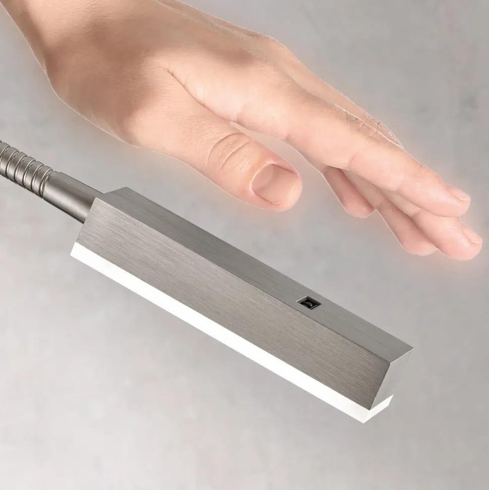 LED wandlamp Raik met gebarenbediening, alu