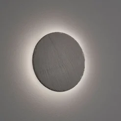 LED wandlamp Raven van leisteen, rond