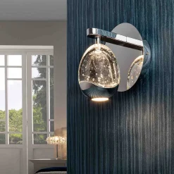 LED wandlamp Rocio, metaal, glas, 1-lamp, chroom