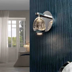 LED wandlamp Rocio, metaal, glas, 1-lamp, chroom