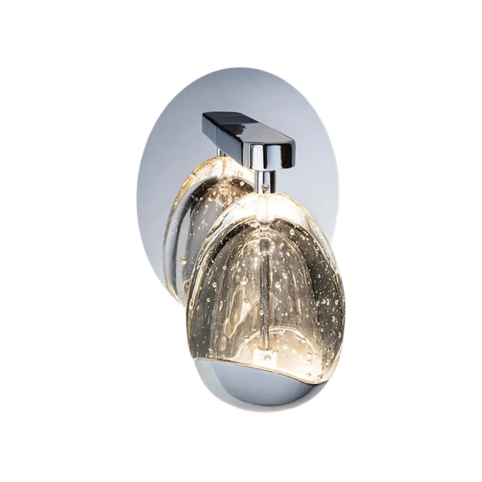 LED wandlamp Rocio, metaal, glas, 1-lamp, chroom