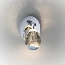 LED wandlamp Rocio, metaal, glas, 1-lamp, chroom