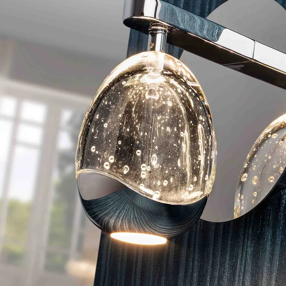 LED wandlamp Rocio, metaal, glas, 1-lamp, chroom