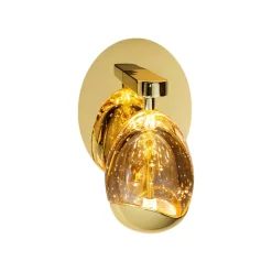 LED wandlamp Rocio, metaal, glas, 1-lamp, goud