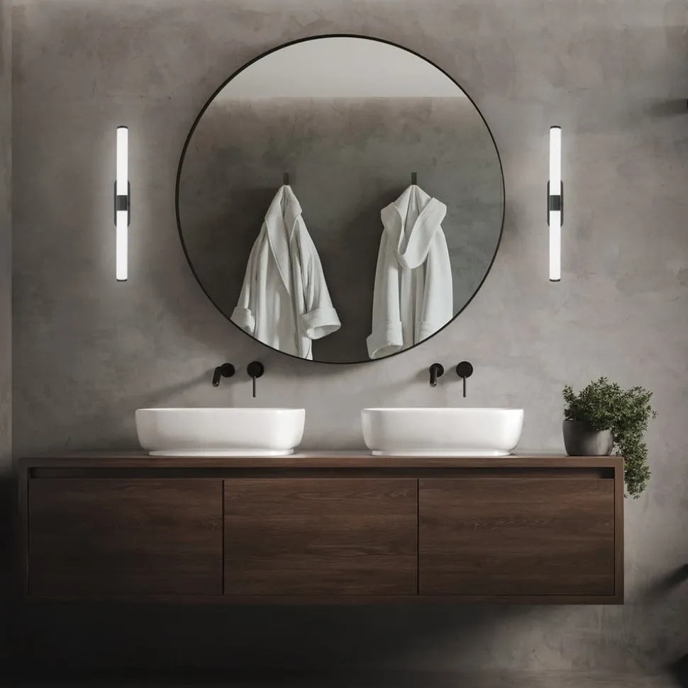 LED wandlamp Runt IP44 direct 4.000K zwart