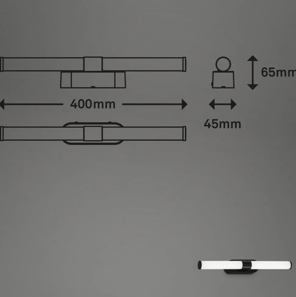 LED wandlamp Runt IP44 direct 4.000K zwart