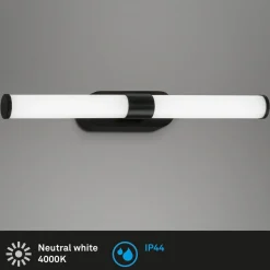 LED wandlamp Runt IP44 direct 4.000K zwart