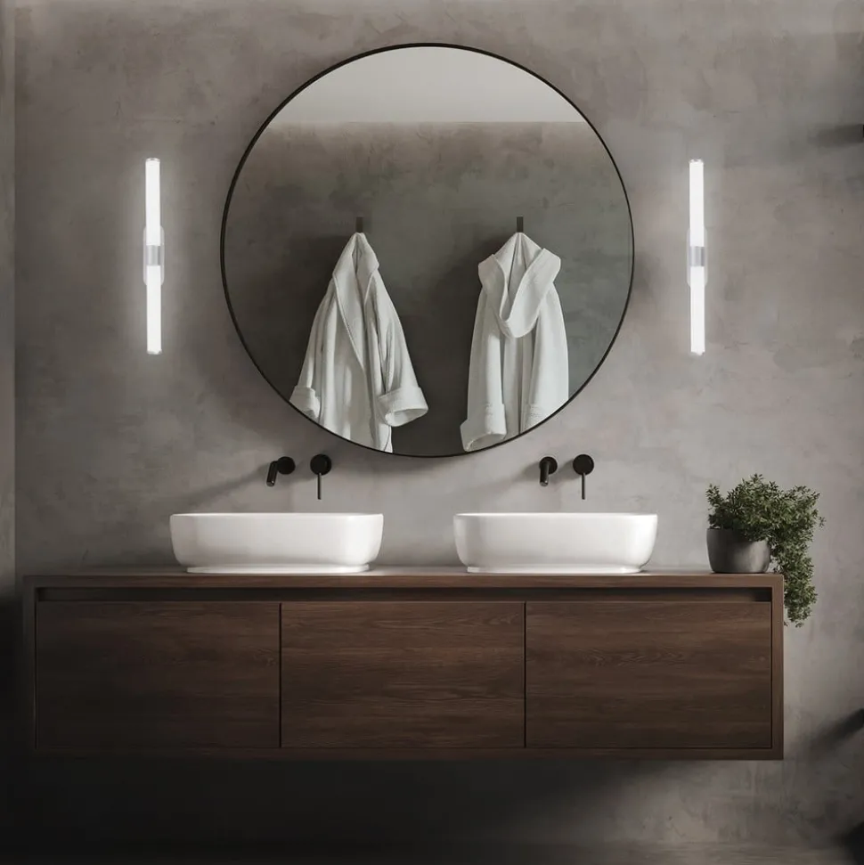 LED wandlamp Runt IP44 direct 4.000K chroom mat