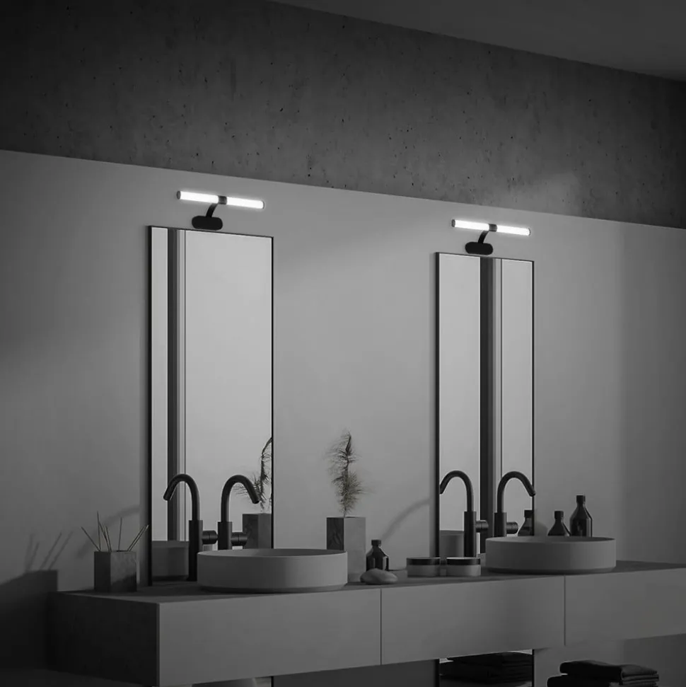 LED wandlamp Runt IP44 dwarsarm 4.000K zwart