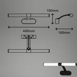 LED wandlamp Runt IP44 dwarsarm 4.000K zwart