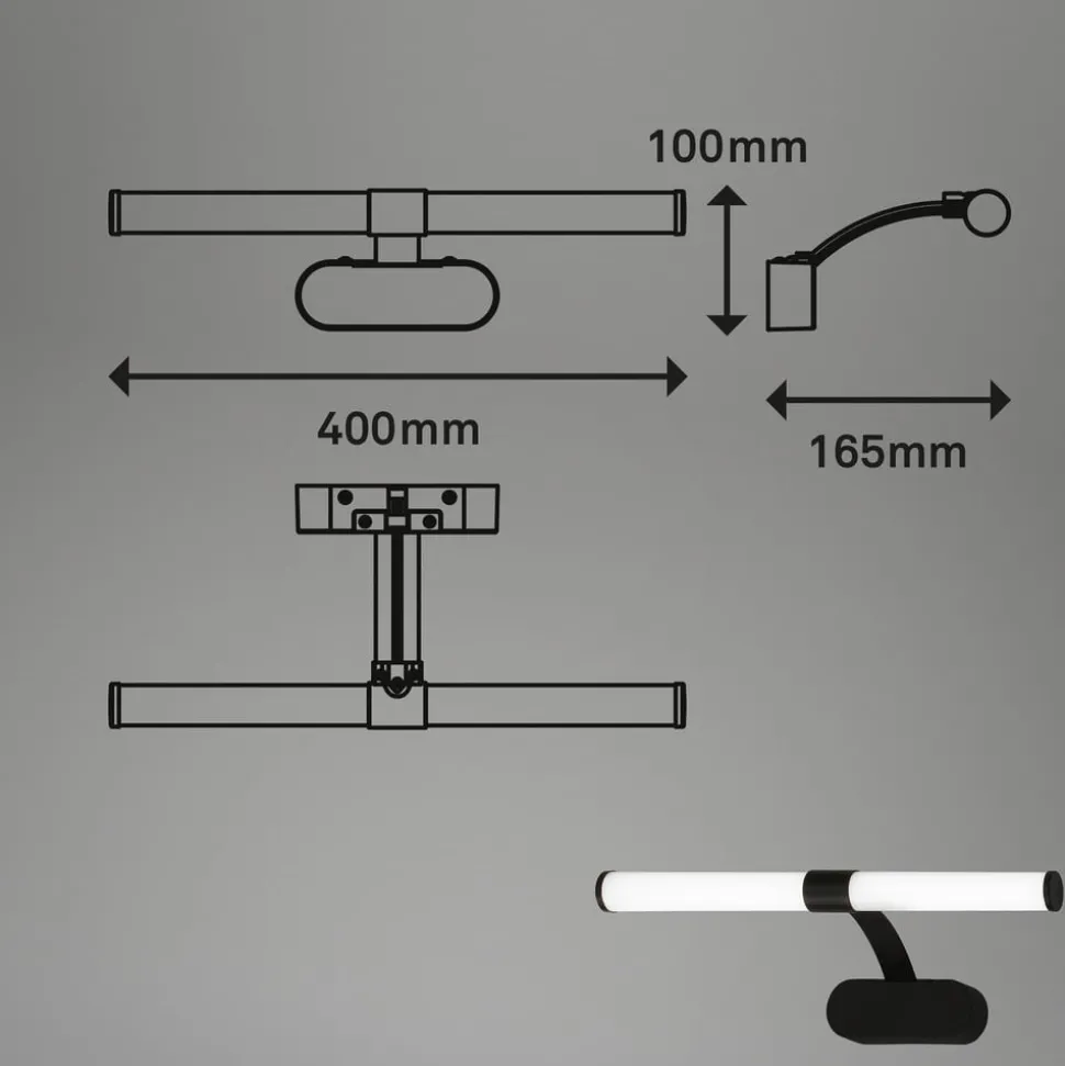 LED wandlamp Runt IP44 dwarsarm 4.000K zwart
