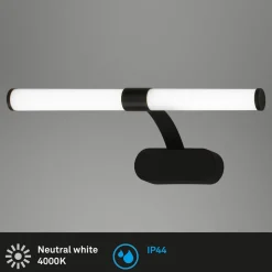 LED wandlamp Runt IP44 dwarsarm 4.000K zwart