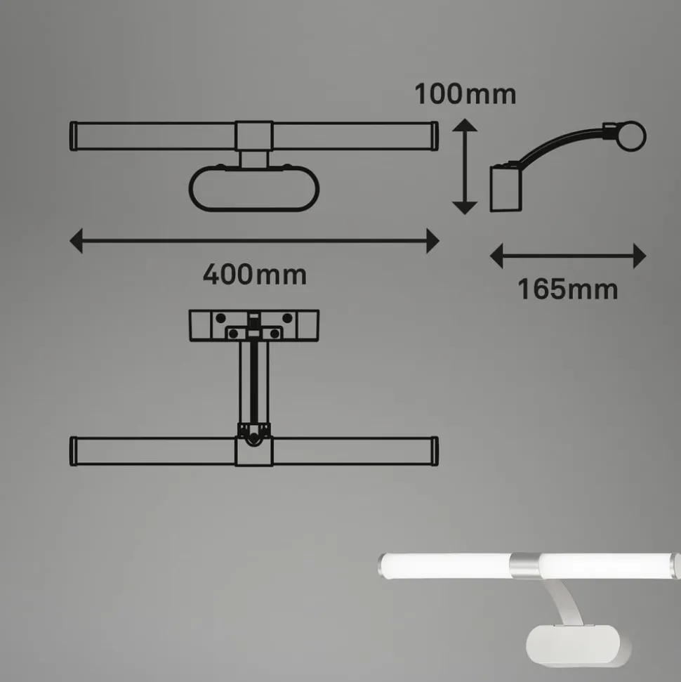 LED wandlamp Runt IP44 dwarsarm 4.000K chroom mat